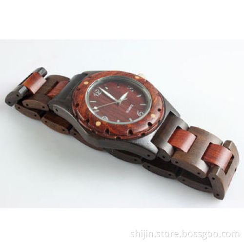 Wooden watch with red and black sandalwood for couples, environmental, China manufacturer, OEM